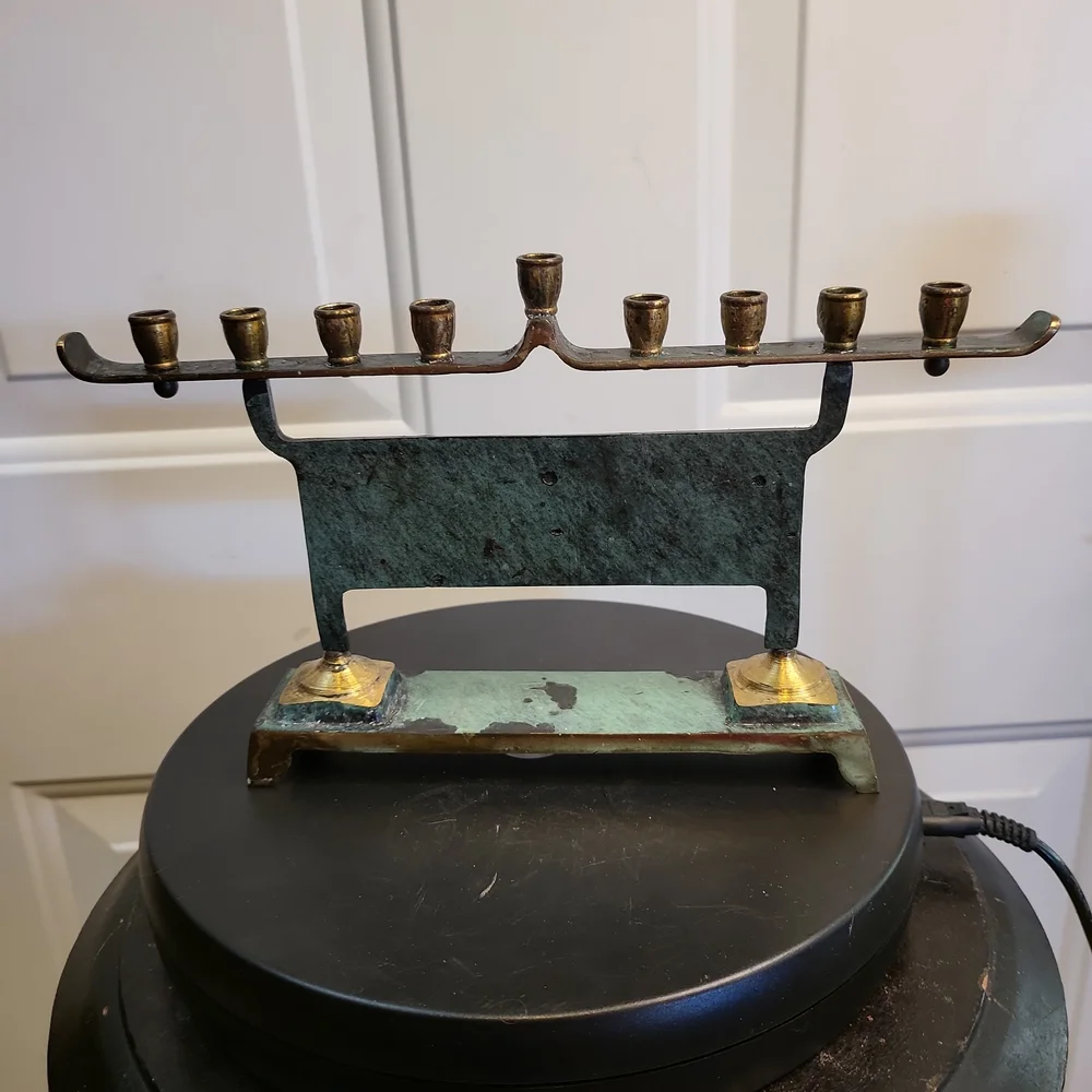Mid-Century Modern Minora Made in Israel Brass
